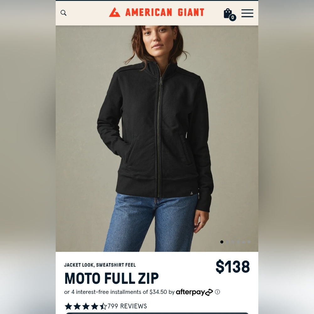 American Giant Full Zip Moto Jacket